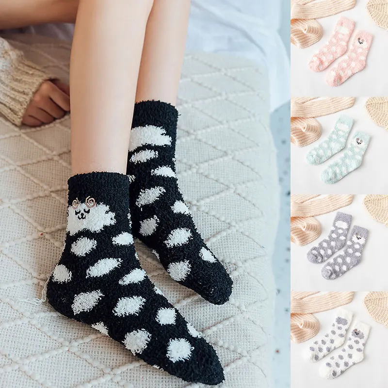 

Lovely Cartoon Animals in Autumn and Winter Plush and ThiCkened Warm Middle Tube Socks Sleeping Socks at Home Floor Socks