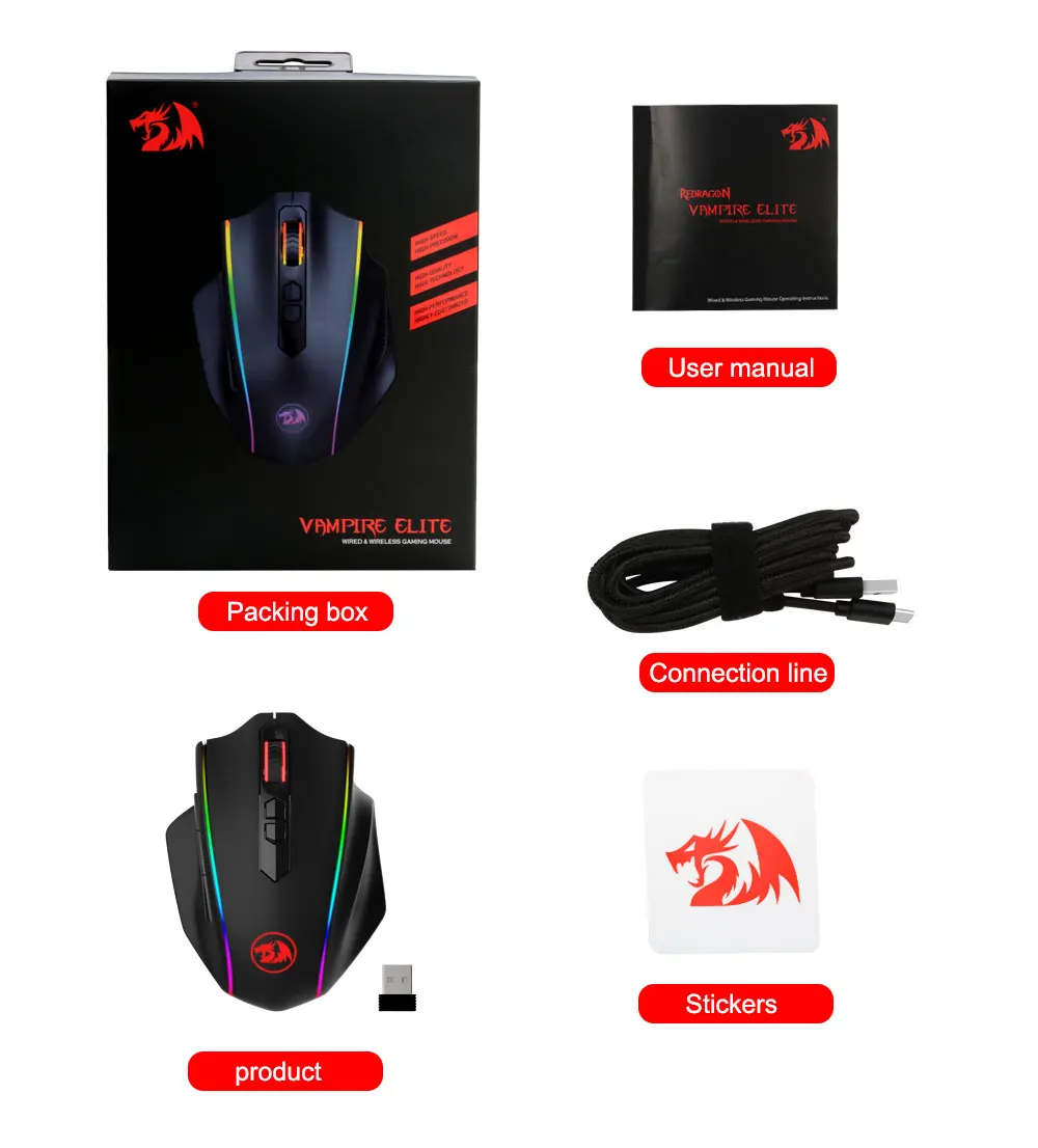 Redragon Vampire Elite M686 RGB USB 2.4G Wireless Gaming Mouse 16000 DPI Programmable ergonomic for gamer Mice laptop PC usb wireless mouse