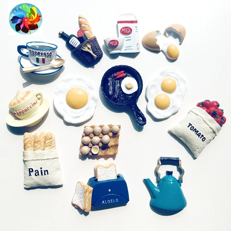 3D Bionic Food Fridge Magnet bread egg Creative Simulation Bread Egg Pan Cute Refrigerator Magnetic Stickers Decoration Gift | Дом и сад