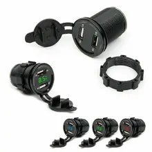 Двойной USB Порт гнездо автомобильного зарядного устройства вольтметр, прикуриватель розетка сплиттер зарядное устройство адаптер водонепроницаемый светодиодный дисплей 12/24 в