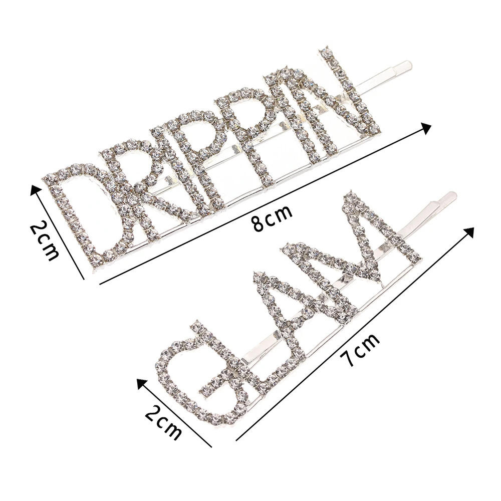1 шт. модная блестящая заколка для волос с кристаллами блестящие стразы глэм дриппин буквы заколки для волос аксессуары для женщин девочек