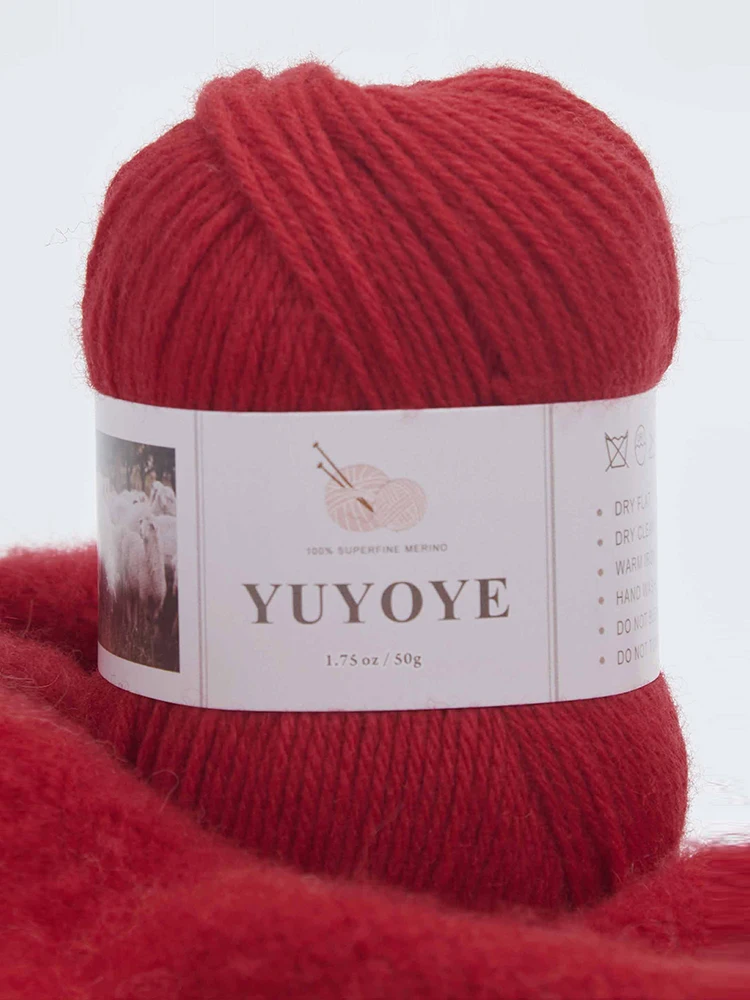 YUYOYE 100% Merino Wool Yarn for Knitting 4-Ply Luxury Warm Crochet Soft Hand-knitted Wool Yarn Ball Scarf Anti-Pilling Yarn 50g 2