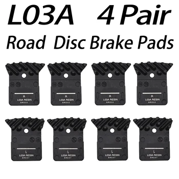 

4 Pair L02A L03A Resin Disc Brake Pads with Fin for Flat Mount BR R9170/8070/7070,RS805, BR RS505 Road Disc Calipers