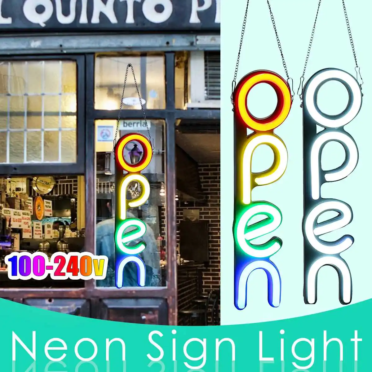

100-240V OPEN Neon Sign Light LED Wall Light Visual Artwork Restaurant Bar Lamp Home Room Shop Decoration Commercial Lighting
