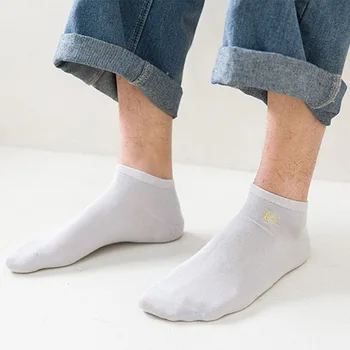 

Pier Polo Men bamboo cotton socks Brand summer embroidered Men's Dress Casual Boat socks High Quality 5 Pairs / Lot 2019 Newest
