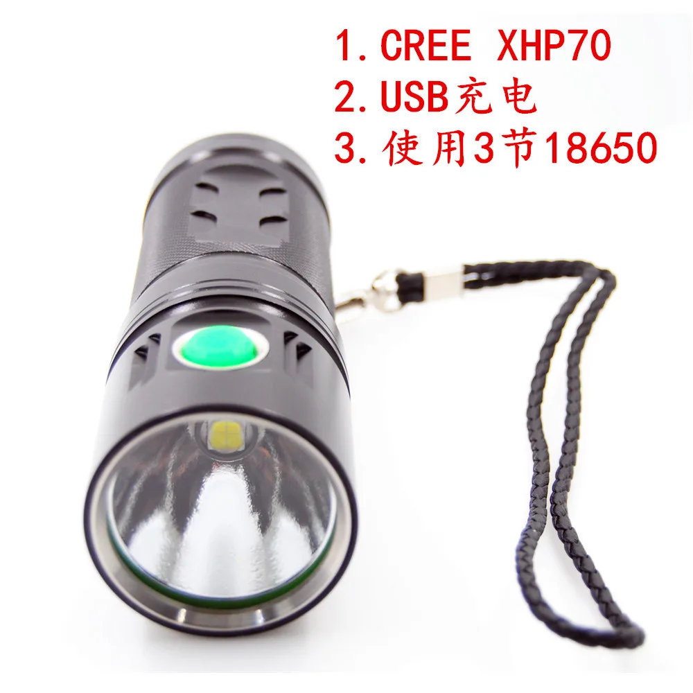 

2017 New Style Xhp70 Flashlight Small Steel Gun USB Charging Glare LED Flashlight Hot Selling