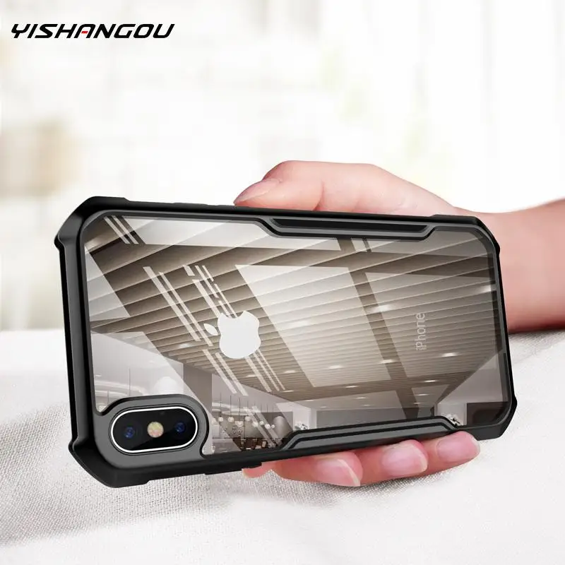 

YISHANGOU Shockproof Armor Case For iPhone X XS Max XR 8 7 Plus Transparent Case Cover For iPhone 11 Pro Max Silicone Cases