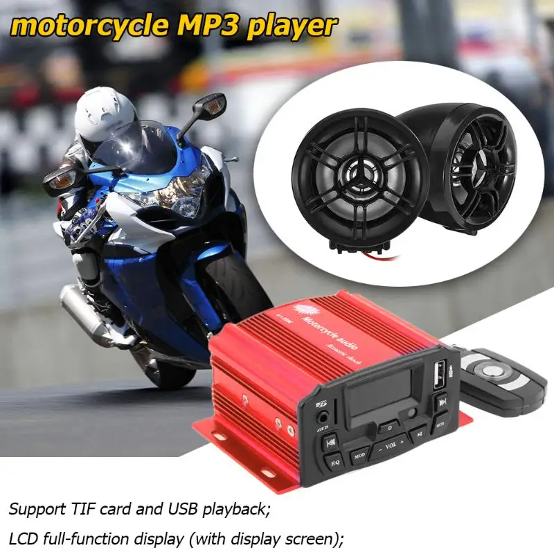 ЖК-дисплей для мотоцикла MP3 музыкальный плеер 3 дюйма стерео колонки USB TF FM радио Противоугонная сигнализация ACC память многофункциональная звуковая система