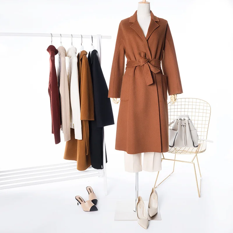 Мода 100% действительно кашемировое пальто для женщин зима 2019 новое шерстяное Пальто повседневные женские кардиганы ручная работа