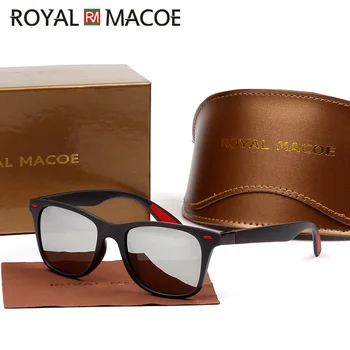 

ROYAL MACOE Polarized Sunglasses Men 2019 Mirror Square Sunglasses For Men Retro Vintage Sun Glasses Anti-Glare Driver'S Oculos