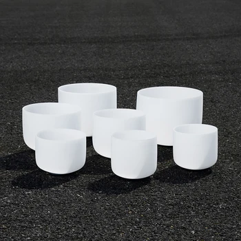 

TOPFUND Set of 7pcs Chakra Frosted Quartz Crystal Singing Bowls 8“-12”