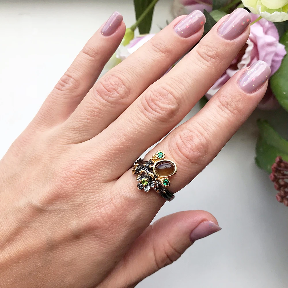 Brown stone ring