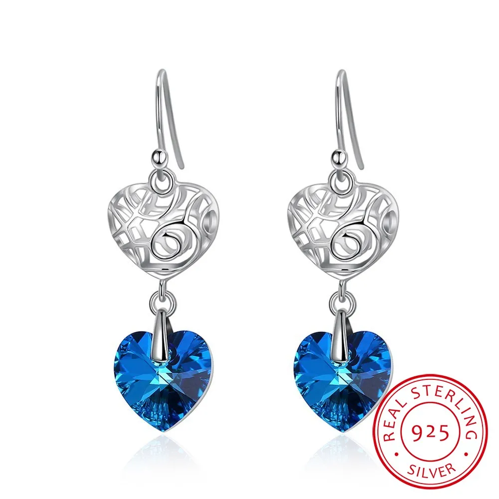 

Серьги-подвески женские из серебра 925 пробы с австрийскими кристаллами