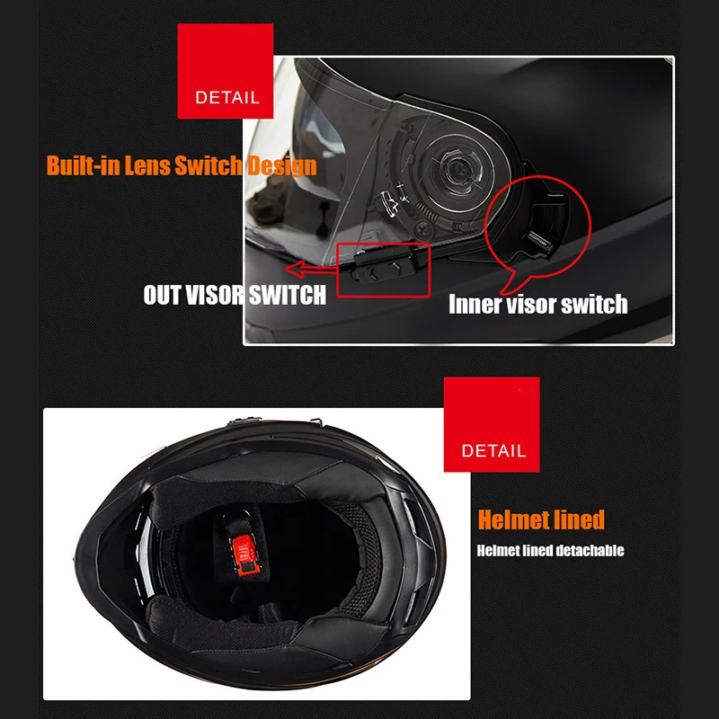 Новый GXT Moto шлем с двойным козырьком moto rcycle Полнолицевые Шлемы rbike M L XL размер