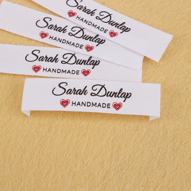 Étiquettes Personnalisées Lavables en Coton avec Nom, Cadeau de Couture Fait à la Main, 12x60mm, avec Amour 1