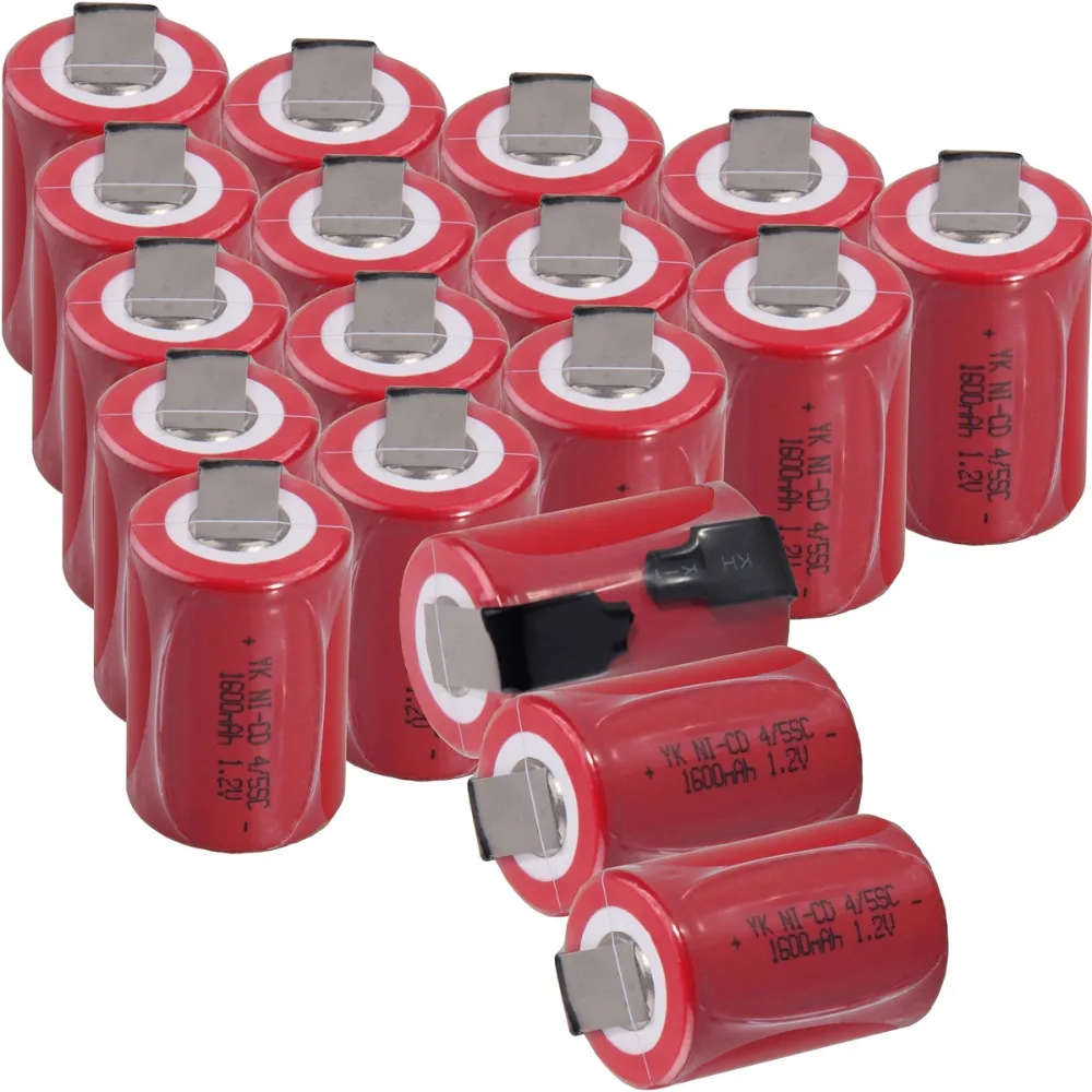 18 шт 4/5SC батареи 1,2 V батареи для электроинструментов 1600mah nicd 3,3 cm* 2,2 cm цвет случайный