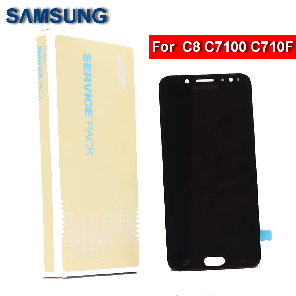 5,5 ''Супер AMOLED C8 ЖК-дисплей для samsung Galaxy C8 C7100 C710F ЖК-дисплей сенсорный экран дигитайзер+ регулировка яркости