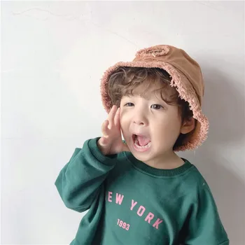 

Funny Bucket Hats Summer Baby Boys Girls Toddler Embroidery Letter Print Bucket Hats Caps Reversible Sun Headwear