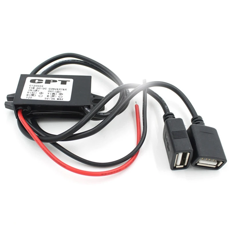 Универсальный 15 Вт для машины, лодки, мотоцикла 2 USB зарядное устройство DC 12V до 5V 3A блок питания