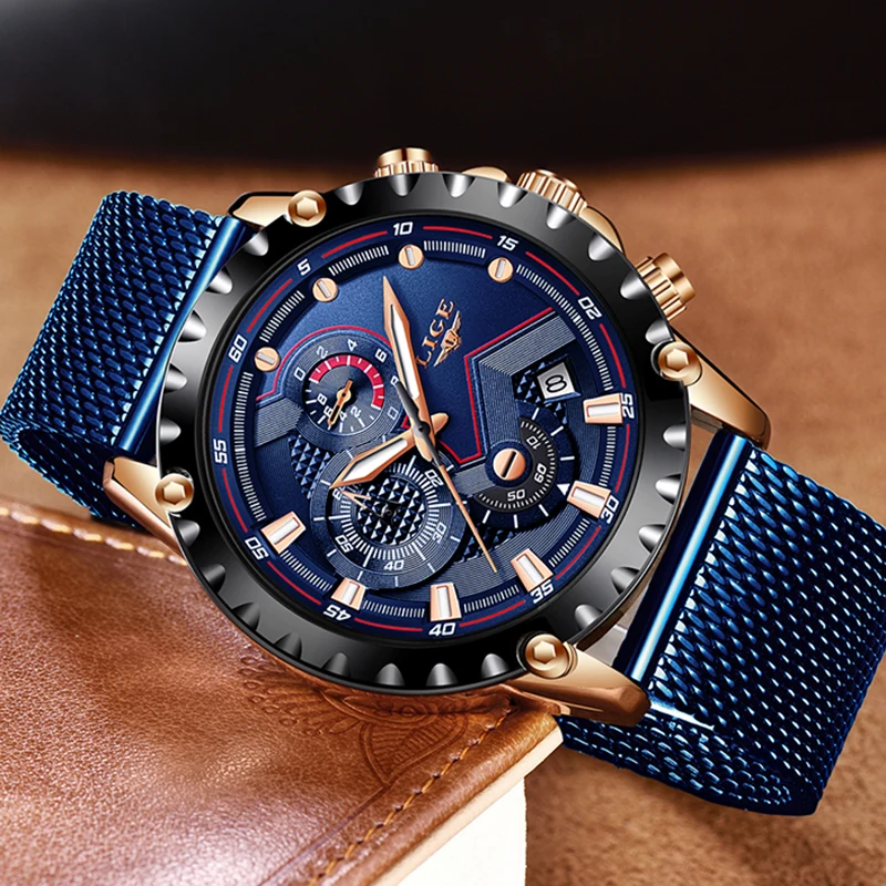 LIGE мужские s часы лучший бренд класса люкс модные водонепроницаемые часы спортивные кварцевые часы мужские хронограф из нержавеющей стали reloj hombre