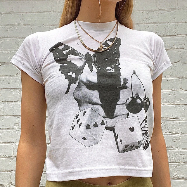 Clothes Y2k Aesthetic Clothing Yk2 Cyber Grunge Ropa Crop Top Tops Mujer  Fairy Core Fairycore 2021 90s Baby Tee Accessories - T-shirts - AliExpress