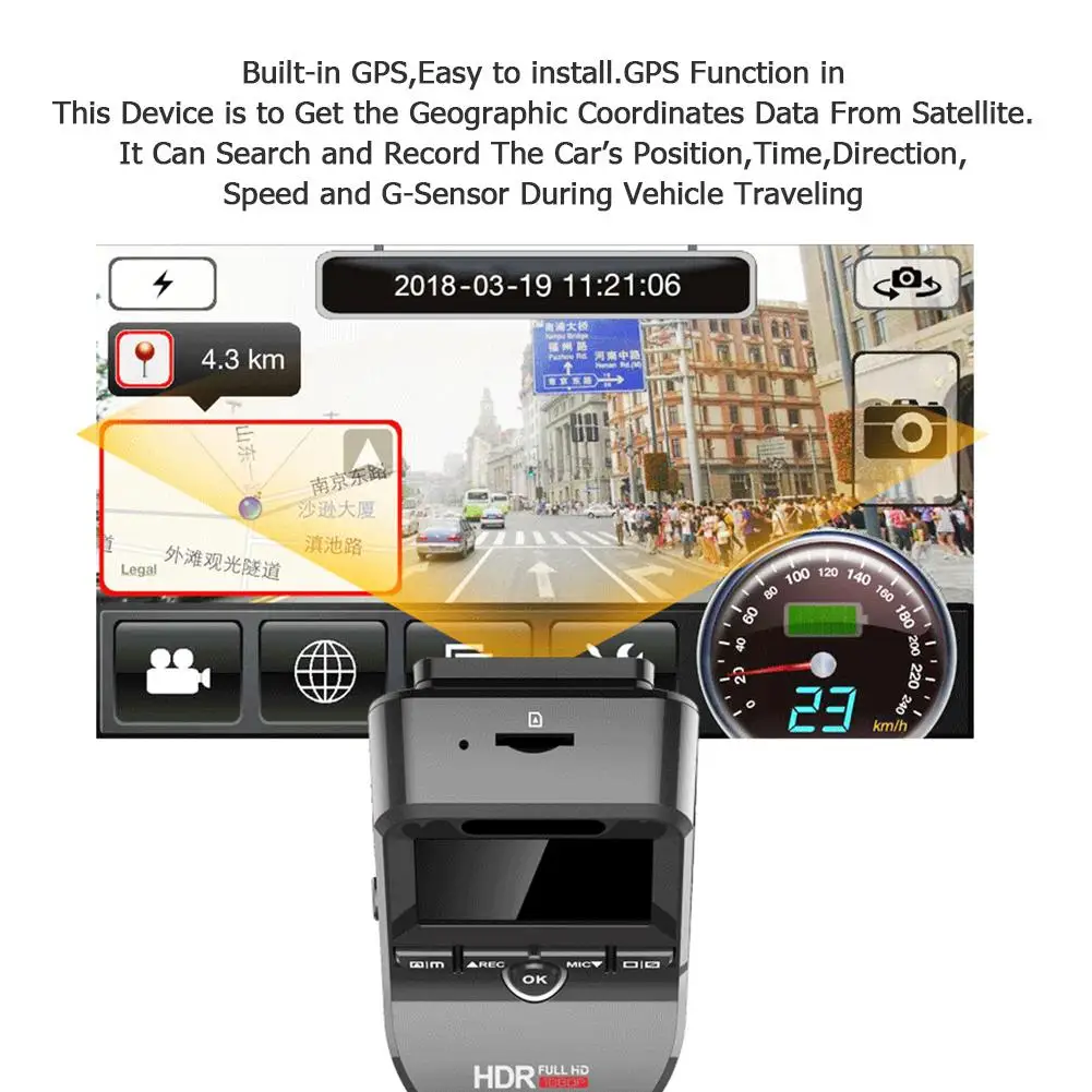 Видеорегистратор 2 дюйма 4K T691C 2160P/1080P FHD встроенный GPS двойной