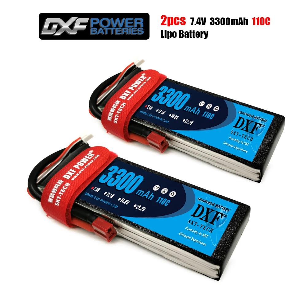 Литий-полимерный аккумулятор DXF RC 2S 7 4 В 3300 мАч 110C для вертолетов радиоуправляемых