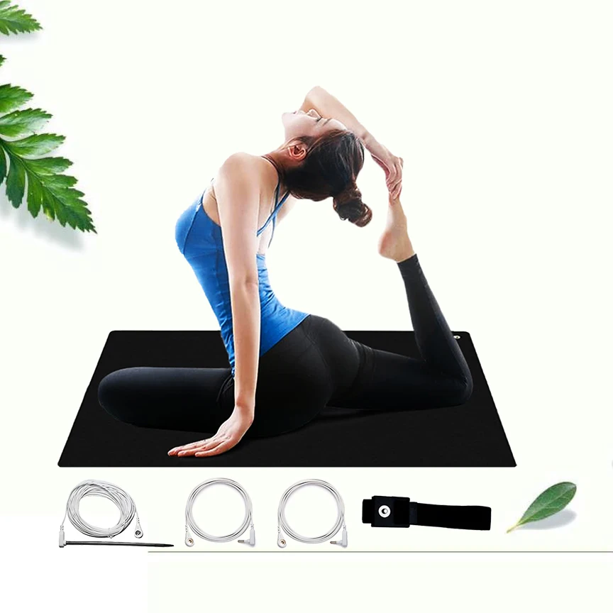 60x180 cm Earth Grounding Yoga Mat with Cord and Rod Conductive TPE Mats Anti-Skid Release EMF and ESD Health Therapy 5