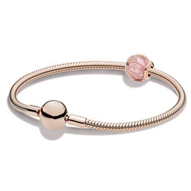 Серебро 925 пробы 1:1 переплетенные пчелы Семейные корни Висячие Стеклянные Подвески розовые бусины мягкий блестящий браслет вместе