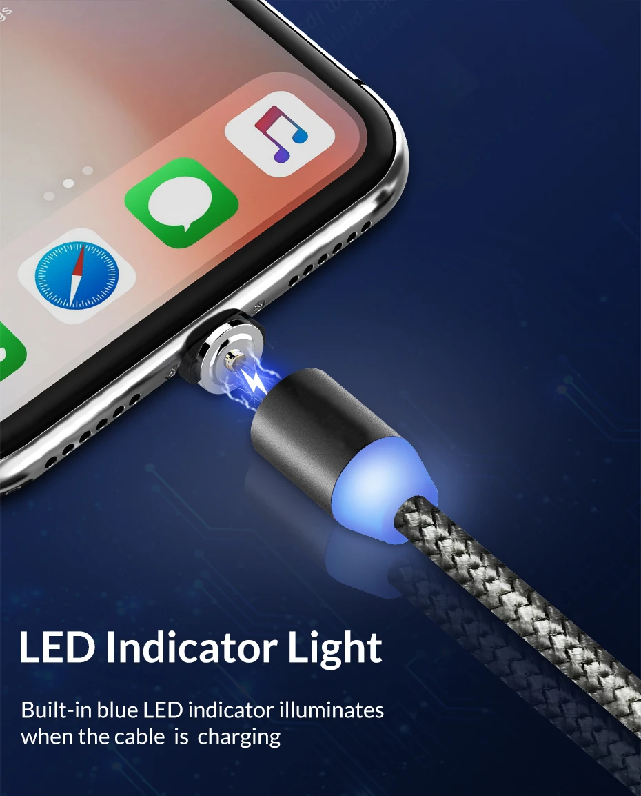 Магнитный кабель usb type C кабель и Micro USB кабель для samsung Xiaomi Huawei Android и светодиодный кабель Micro USB для IPhone Xs Max 8 7
