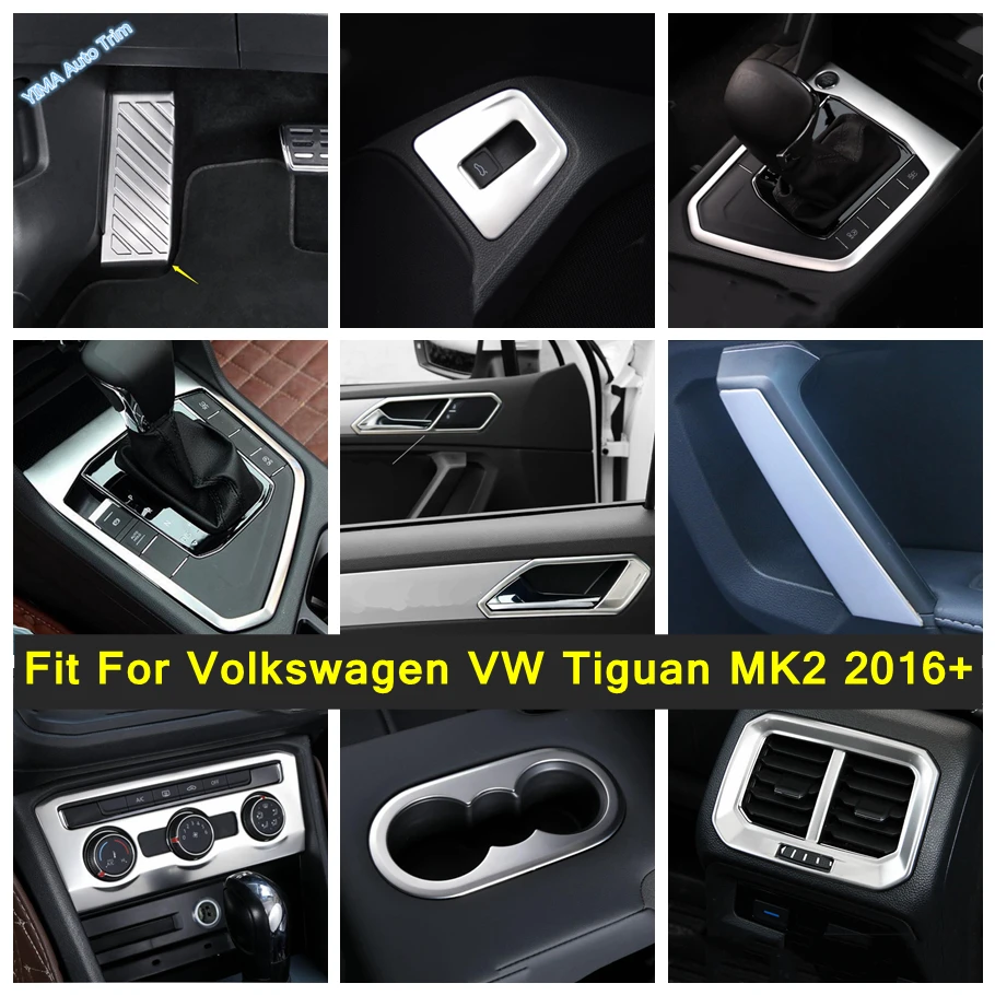 Stainless Steel Interior Fit For Volkswagen VW Tiguan MK2 2016 2021 Door Bowl / Water Cup Holder