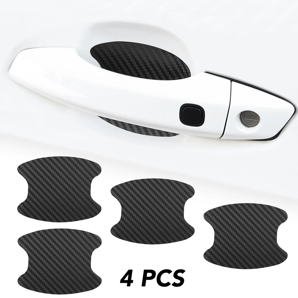4PCS Auto Products 3D Carbon Fiber Car Automatic Door Cover Film Handle Scratch Bowl Sticker Stickers Accessories | Автомобили и