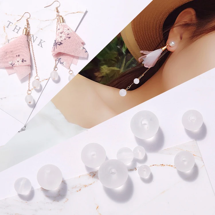 

10pcs soutache Translucent beads 6-14mmDIY necklace extender jump rings earring backs to make earring clip material accessories