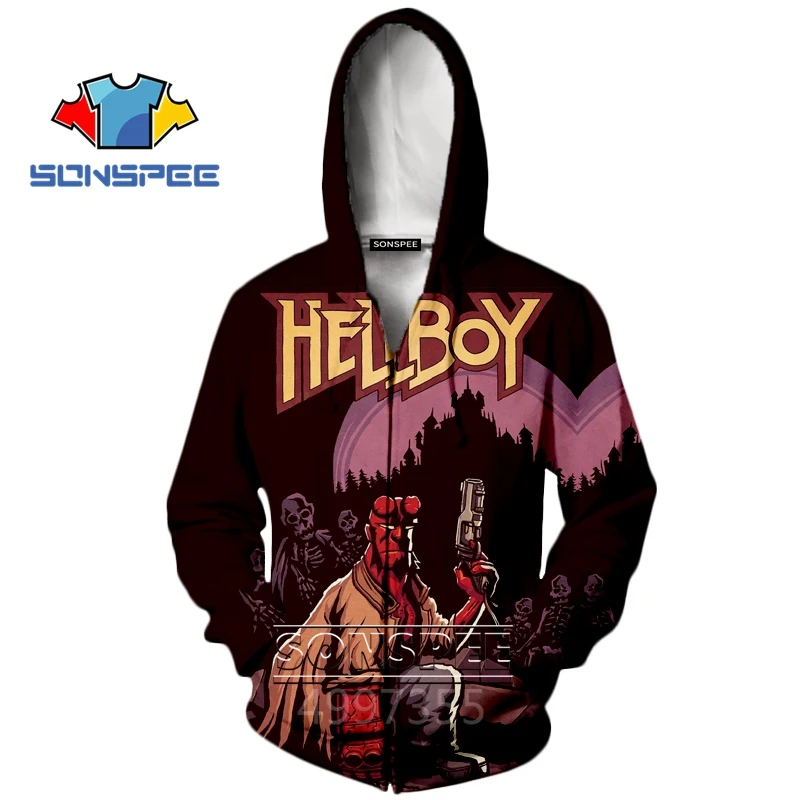 Футболка SONSPEE Son of Satan Hellboy в стиле Харадзюку; толстовка с капюшоном и 3D-принтом для мальчиков и девочек-подростков; детская одежда в стиле хип-хоп; X292