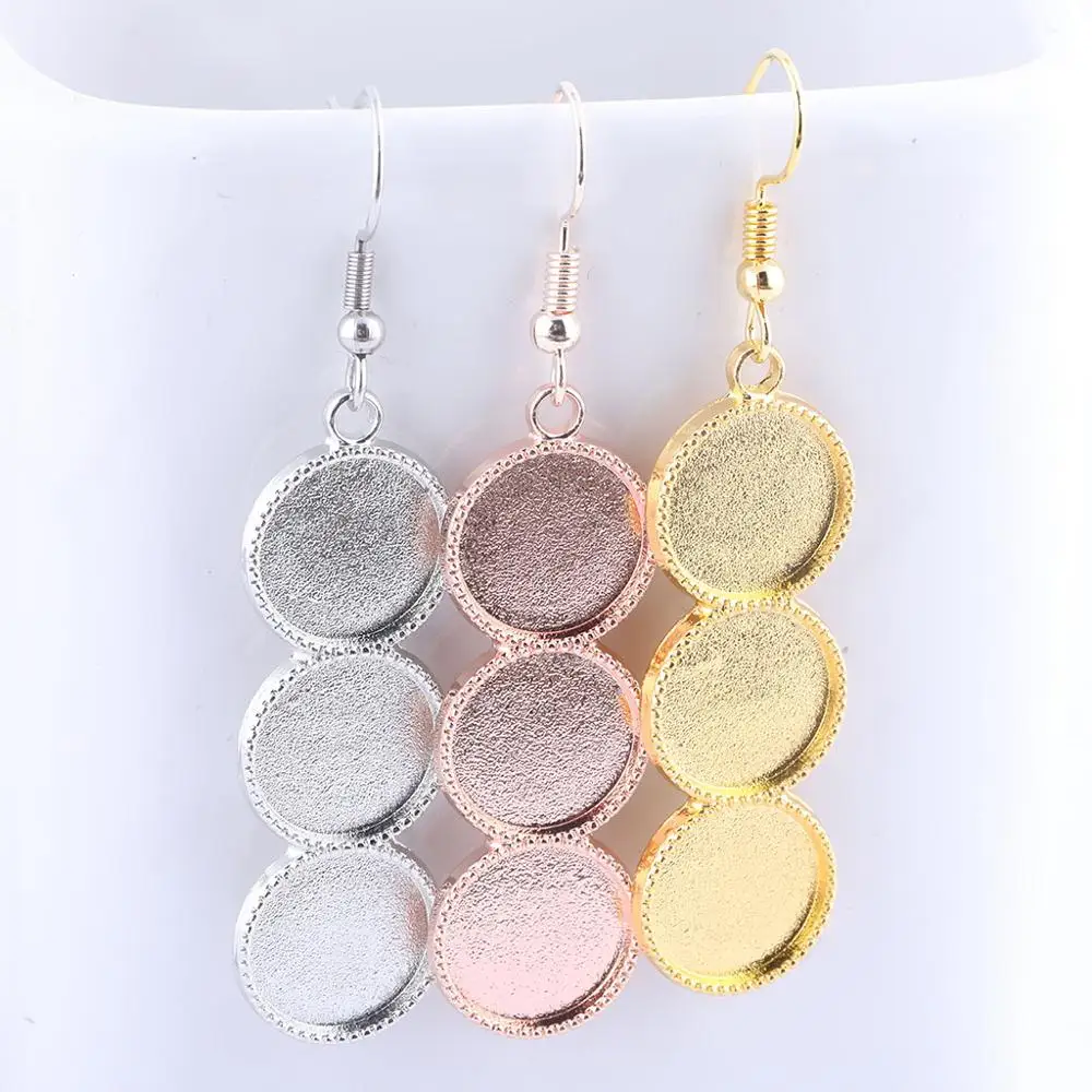 

8pcs fit 12mm cabochon earring base setting blanks rose gold plated diy bezel trays for dangle earrings making supplies