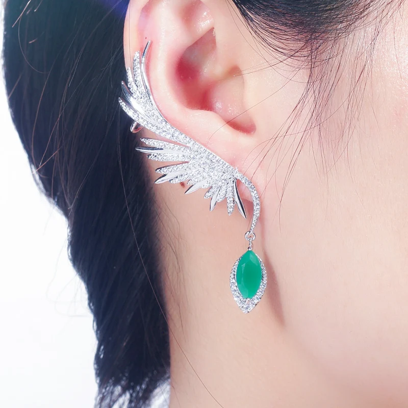 Earring Ear Cuff Feathers | Long Wing Earrings Women | Cubic