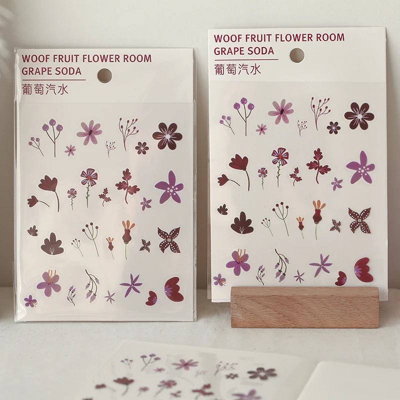 PET stickers flowers fruit plants DIYaccessories bullet journal decoration supplies scrapbooking sticker | Дом и сад