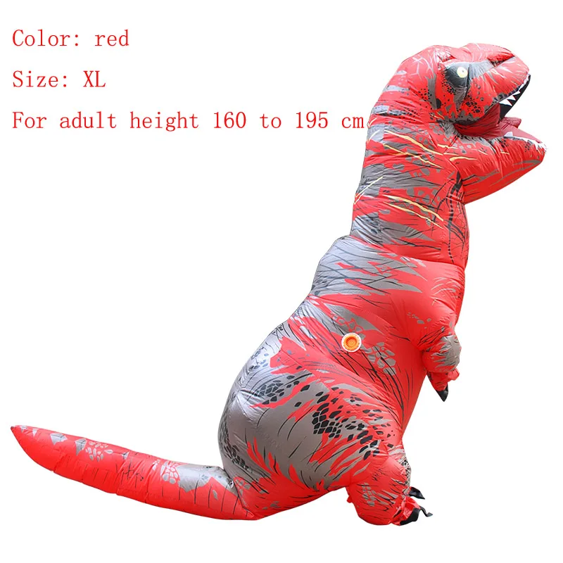 Костюм для взрослых и детей на Хэллоуин, надувной костюм динозавра T REX, комбинезон динозавр, нарядное платье, костюм на Хэллоуин для женщин и мужчин - Цвет: red size XL
