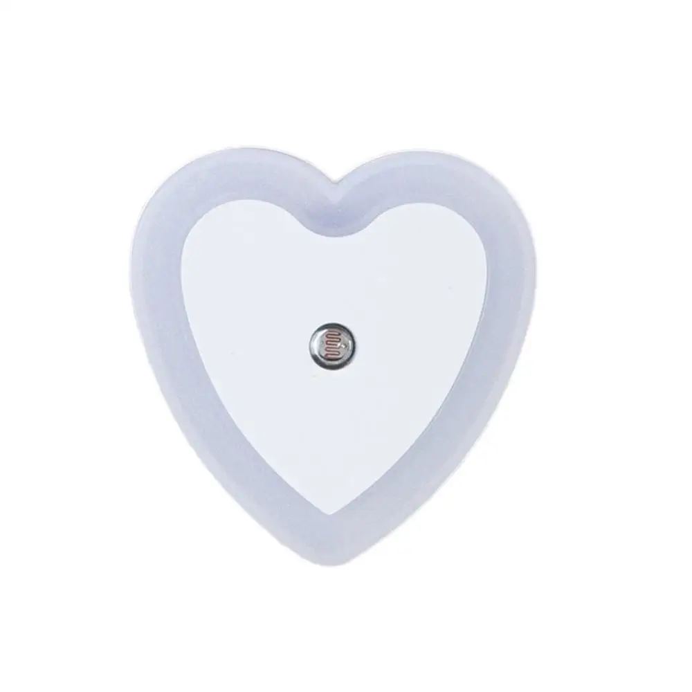 Интеллектуальный светодиодный ночник с индукцией, автоматический светильник с датчиком, светильник для спальни, белый/синий/желтый/розовый, штепсельная вилка стандарта США/ЕС, 110-220 В - Испускаемый цвет: White Heart
