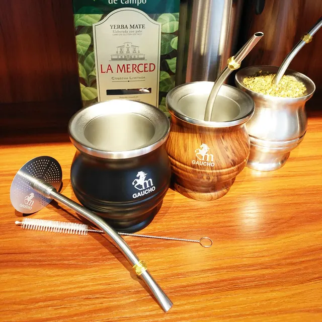 Mate Uruguayo Camionero Termico -PVC + Straw + Spoon For Yerba Mate 