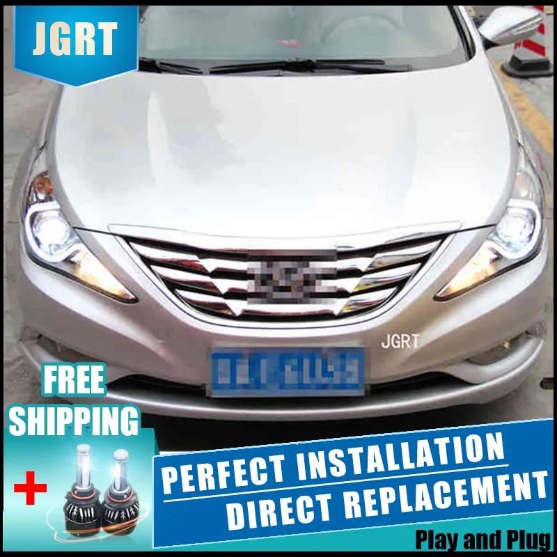 2 шт. светодиодный фары для hyundai Sonata 2011- Автомобильный светодиодный свет двойной ксеноновые линзы автомобильные аксессуары Габаритные огни