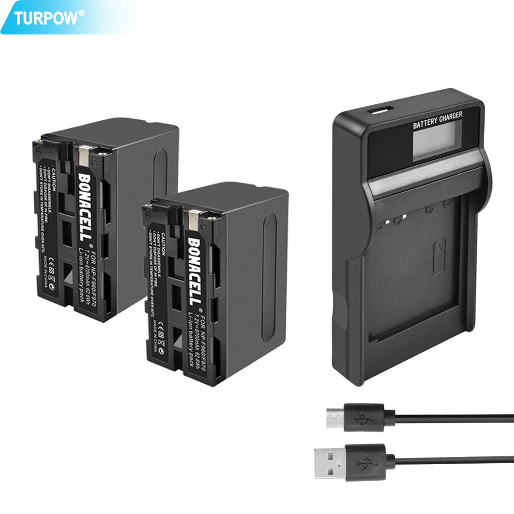 

Turpow 7.2V 8700mAh NP-F960 NP-F970 NP F960 F970 F950 Battery+LCD Charger For Sony PLM-100 CCD-TRV35 MVC-FD91 MC1500C Battery