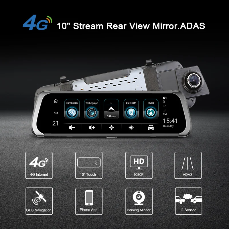 4G ADAS Автомобильный видеорегистратор Камера 1" Android поток медиа зеркало заднего вида FHD 1080P WiFi gps видеорегистратор регистратор видео рекордер