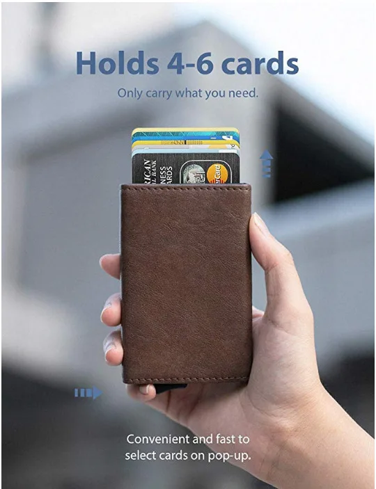 

Wallet Creative Wallet Card Holder European And American Style Bank Antimagnetic RFID Hand Push Pop-up Wallet Card Clamp