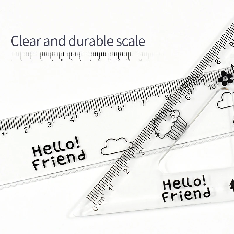 Mice Simple Wind Set Ruler For Primary And Middle School Students Drawing Set Ruler Students 4-Piece M-1919
