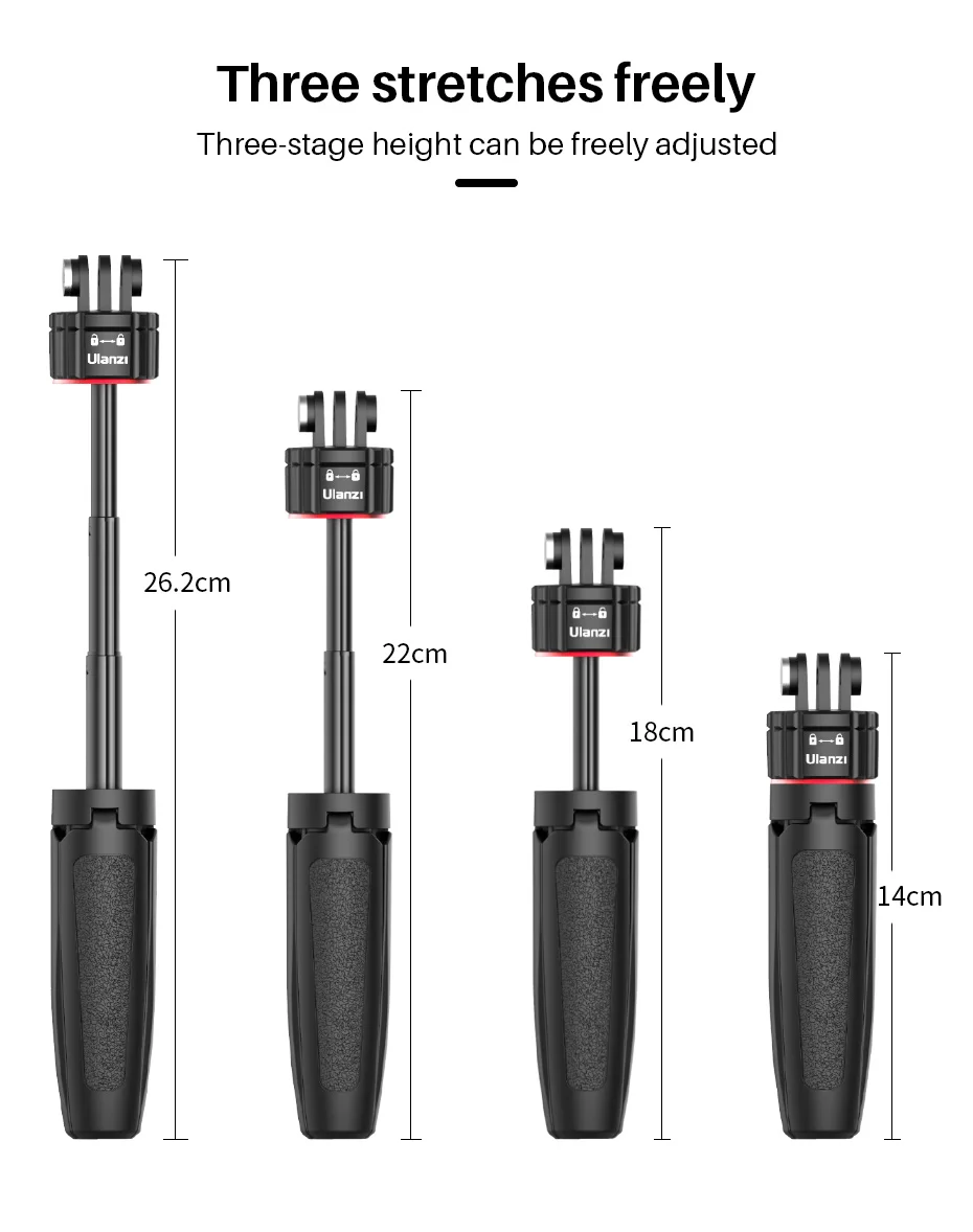 Ulanzi Updated MT-09 Extend Gopro Vlog Tripod Mini Portable Tripod for Gopro Hero 10 9 8 7 6 5 Black Session Osmo Action Camera
