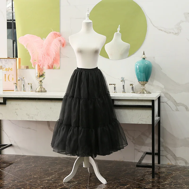 Dámská 50s vintage spodnička krinolína tutu underskirts čaj délka 80CM dlouhé pod sukně pro formální šaty svatební kombiné sukně