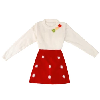 

Two-Piece Imitated Mink Villi Clothing Set Hair Bulb Woolen Cloth Skirt Pullover Sweater Sweet Girl Women Outfit Knitwear