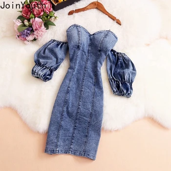 

Joinyouth 2020 Spring New Women Dress Sexy V-neck Sling Strapless Dresses Puff Short Sleeve Slim A-line Mini Vestido Femme 59406