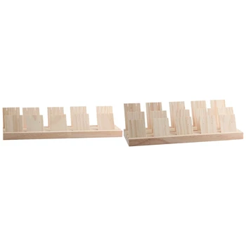 

2x Wood Jewelry Display Necklace Charms Jewelry Display Tray Pendant Earrings Card Style 2 Slots & 3 Slots